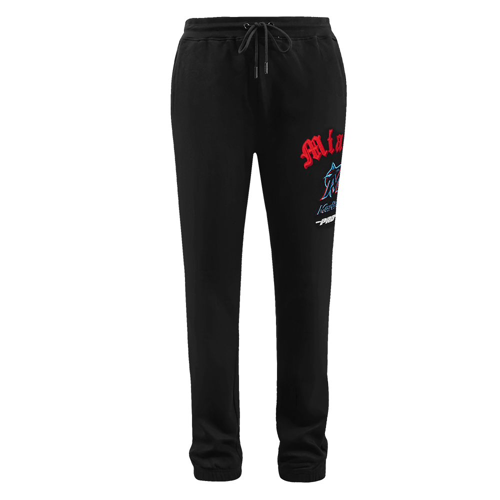 MLB MIAMI MARLINS OLD ENGLISH MEN'S FLC SWEATPANT (BLACK)