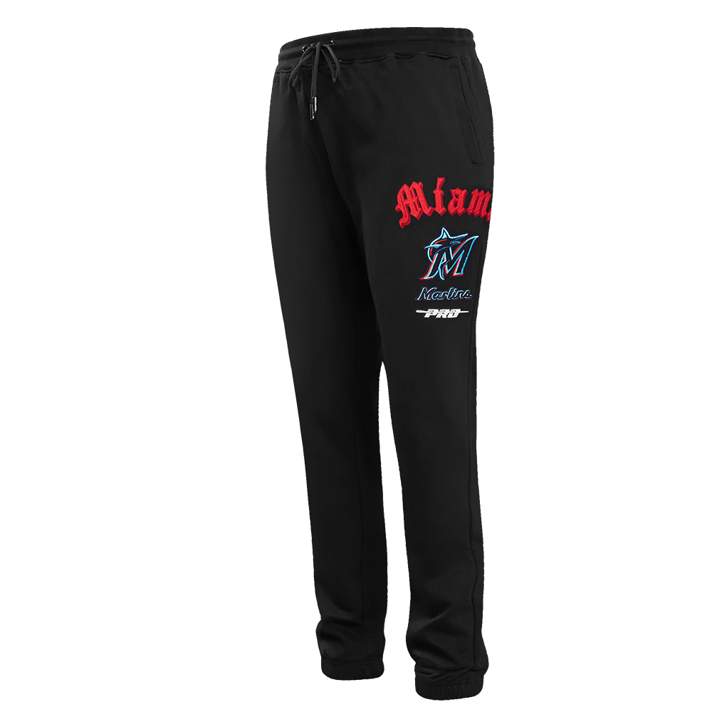 MLB MIAMI MARLINS OLD ENGLISH MEN'S FLC SWEATPANT (BLACK)