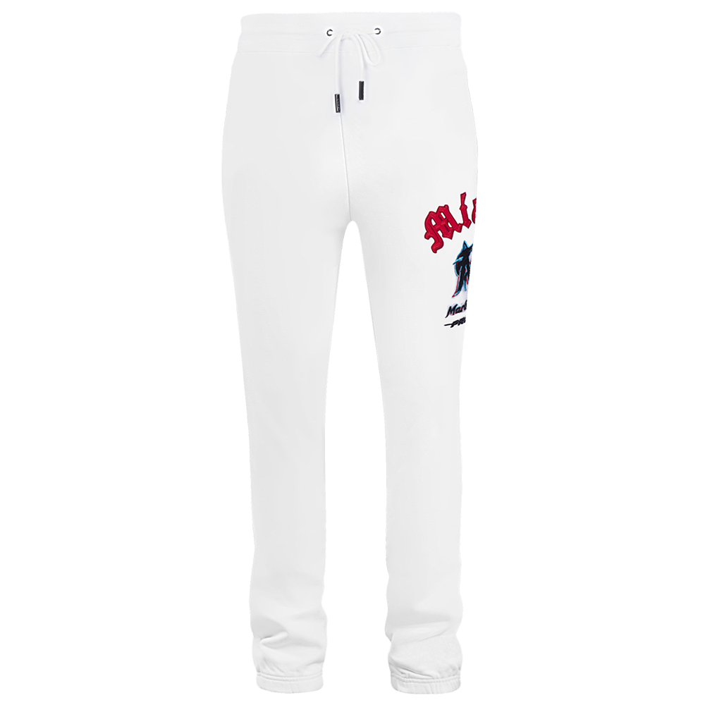 MLB MIAMI MARLINS OLD ENGLISH MEN'S FLC SWEATPANT (WHITE)
