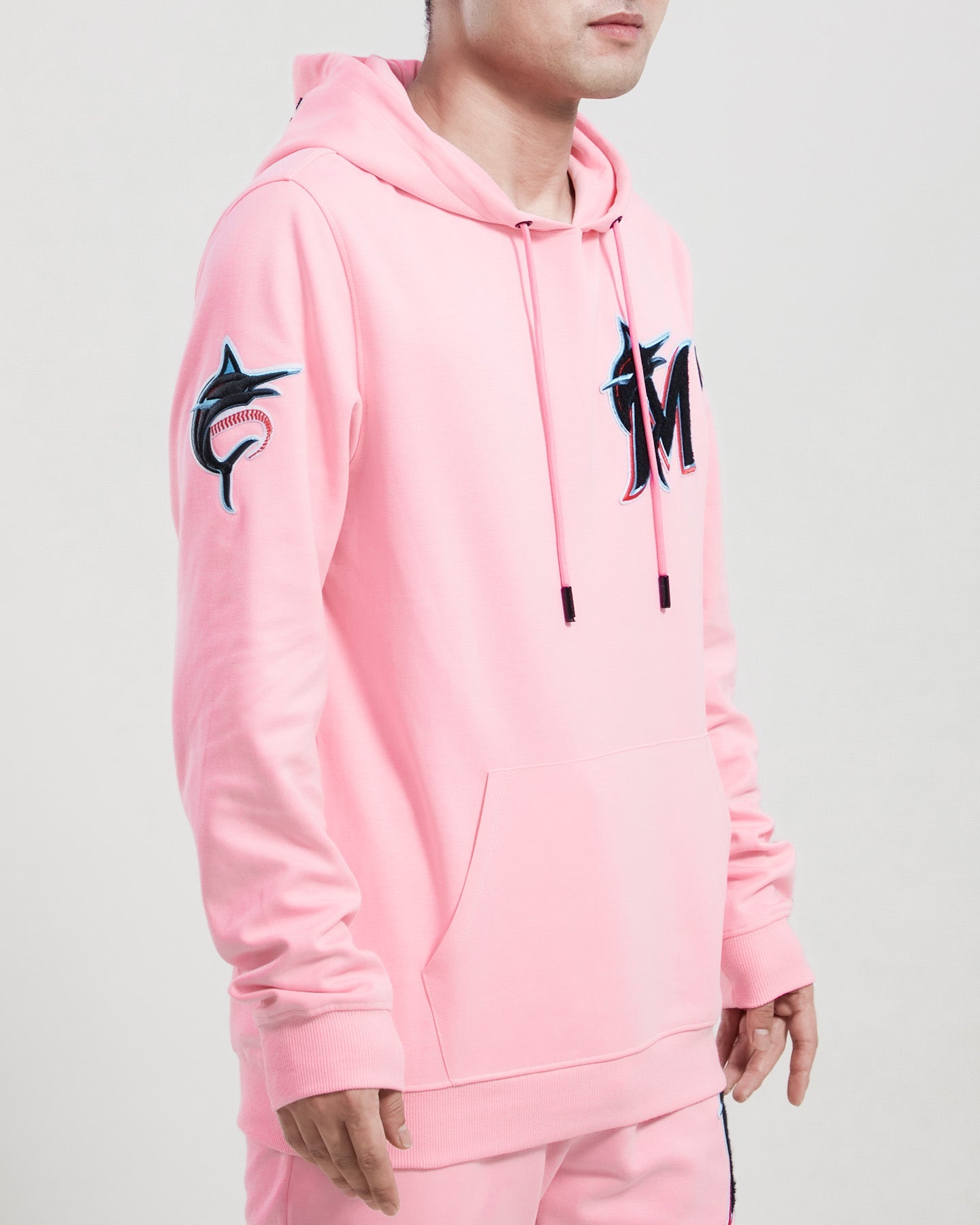 MLB MIAMI MARLINS CLASSIC CHENILLE MEN'S PO HOODIE (PINK)