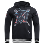 MLB MIAMI MARLINS MASHUP LOGO MEN'S PULLOVER HOODIE (BLACK)