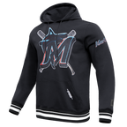 MLB MIAMI MARLINS MASHUP LOGO MEN'S PULLOVER HOODIE (BLACK)