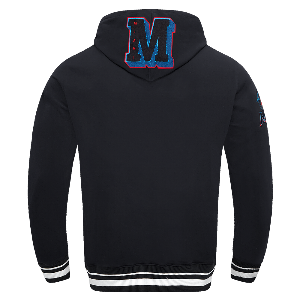 MLB MIAMI MARLINS MASHUP LOGO MEN'S PULLOVER HOODIE (BLACK)
