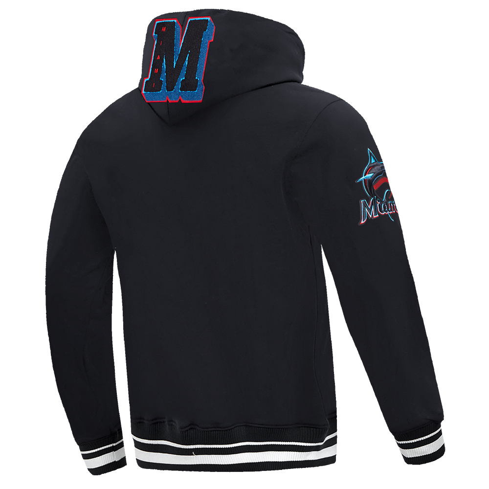 MLB MIAMI MARLINS MASHUP LOGO MEN'S PULLOVER HOODIE (BLACK)