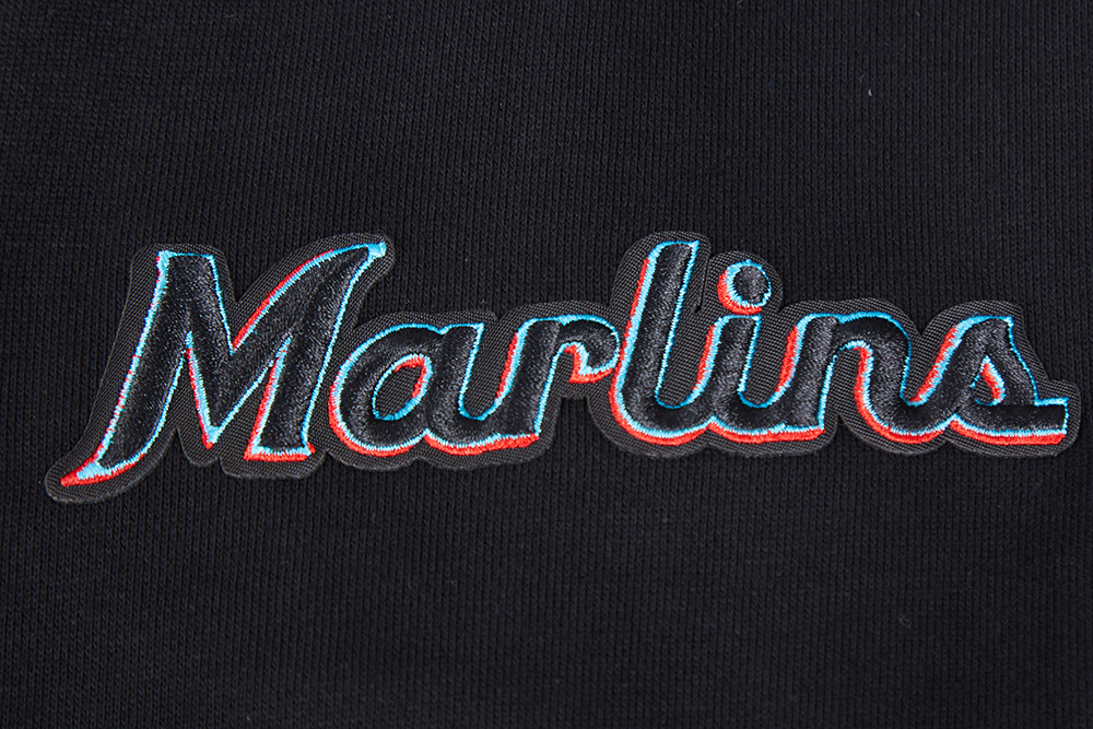 MLB MIAMI MARLINS MASHUP LOGO MEN'S PULLOVER HOODIE (BLACK)
