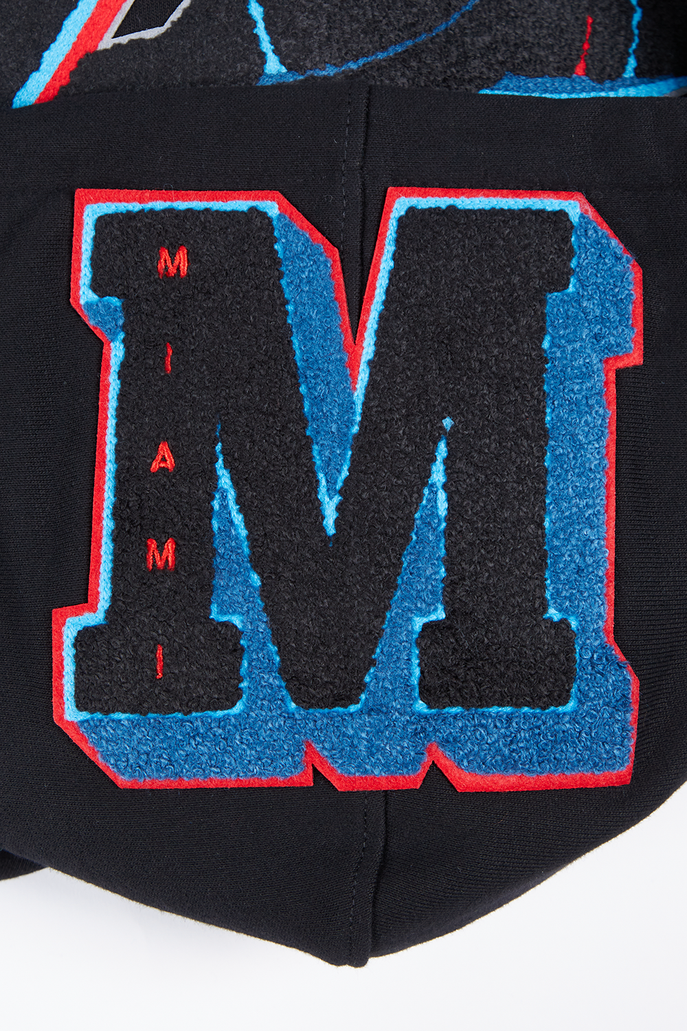 MLB MIAMI MARLINS MASHUP LOGO MEN'S PULLOVER HOODIE (BLACK)