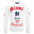 MLB MIAMI MARLINS OLD ENGLISH MEN'S FLC CREWNECK (WHITE)