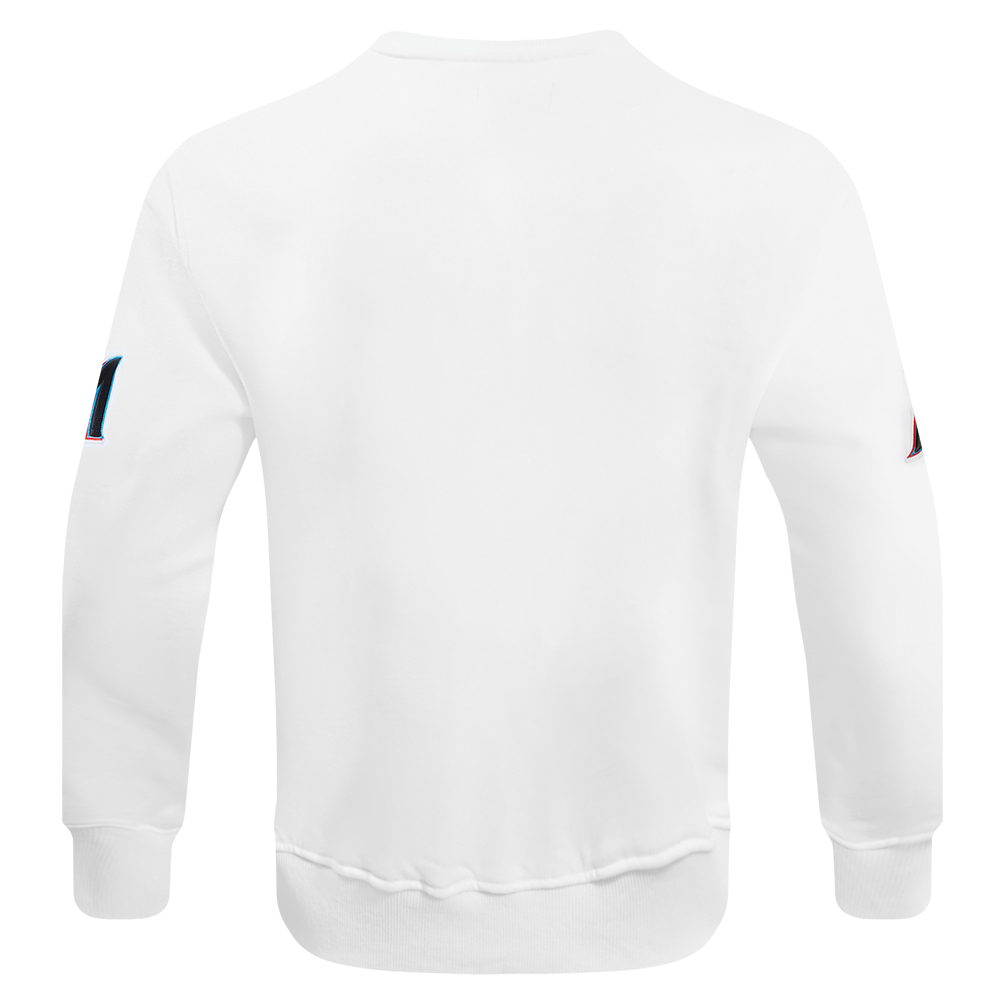 MLB MIAMI MARLINS OLD ENGLISH MEN'S FLC CREWNECK (WHITE)