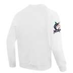 MLB MIAMI MARLINS OLD ENGLISH MEN'S FLC CREWNECK (WHITE)