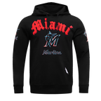 MLB MIAMI MARLINS OLD ENGLISH MEN'S PULLOVER HOODIE (BLACK)