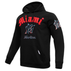 MLB MIAMI MARLINS OLD ENGLISH MEN'S PULLOVER HOODIE (BLACK)