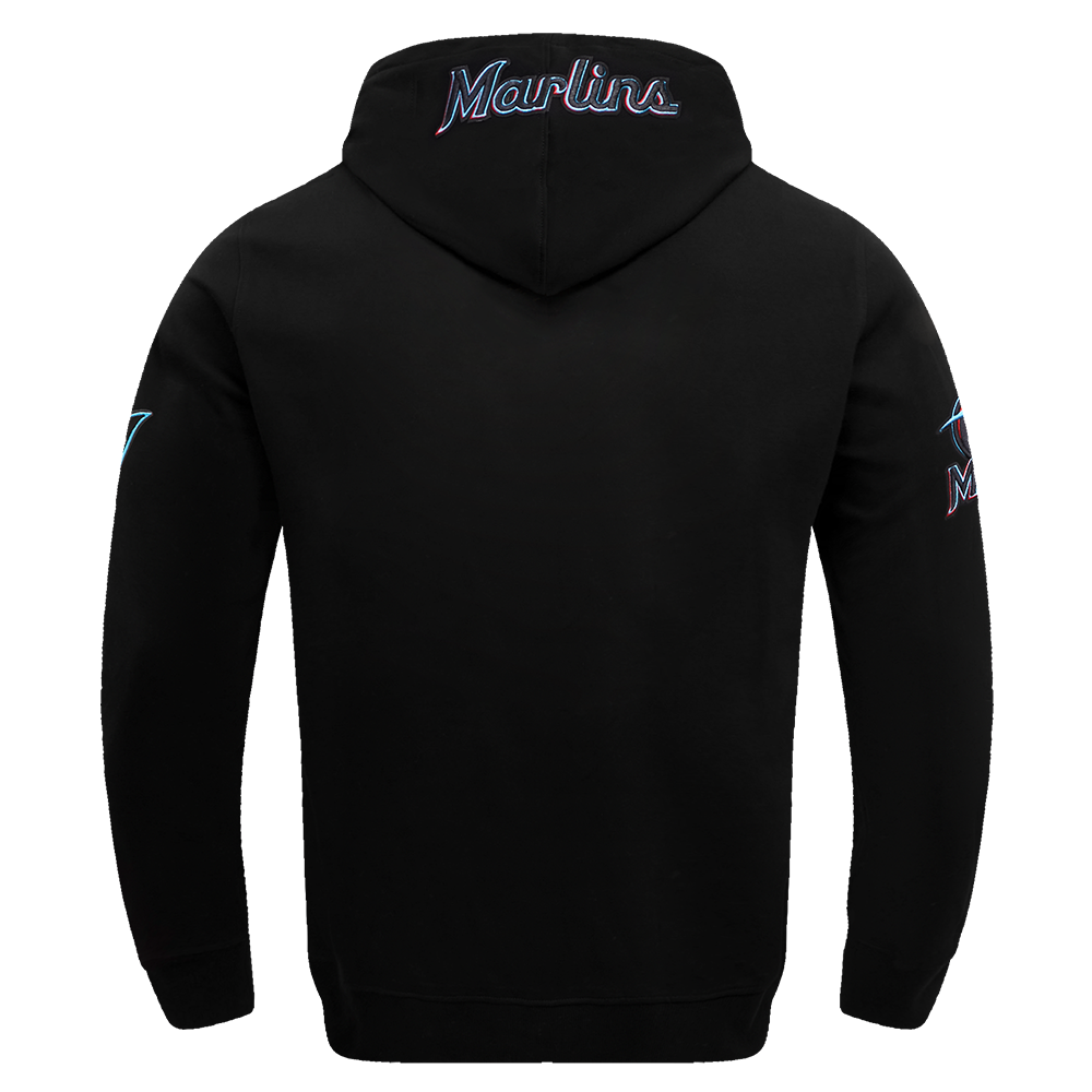MLB MIAMI MARLINS OLD ENGLISH MEN'S PULLOVER HOODIE (BLACK)