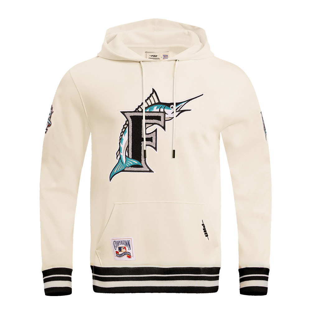 MLB FLORIDA MARLINS RETRO CLASSIC CHANDAIL À CAPUCHON POUR HOMME (COQUILLE D'ŒUF/NOIR)