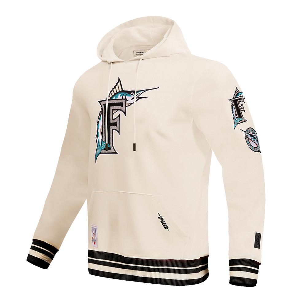 MLB FLORIDA MARLINS RETRO CLASSIC MEN'S PULLOVER HOODIE (EGGSHELL/ BLACK)
