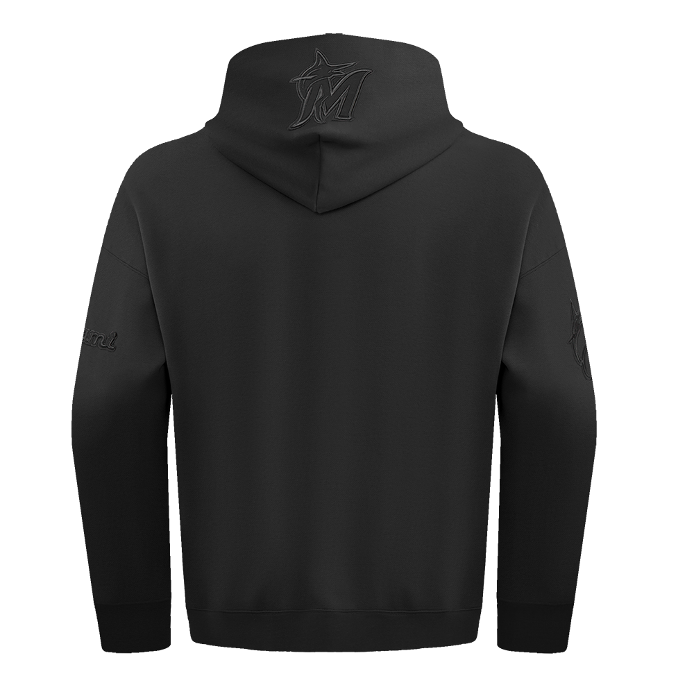 MLB MIAMI MARLINS NEUTRAL CHANDAIL À CAPUCHON EN MOLLETON À ÉPAULES TOMBANTES POUR HOMME (NOIR)