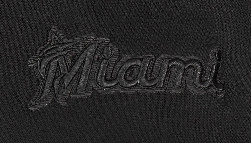 MLB MIAMI MARLINS NEUTRAL CHANDAIL À CAPUCHON EN MOLLETON À ÉPAULES TOMBANTES POUR HOMME (NOIR)