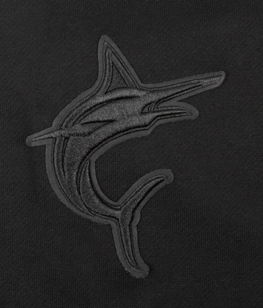 MLB MIAMI MARLINS NEUTRAL CHANDAIL À CAPUCHON EN MOLLETON À ÉPAULES TOMBANTES POUR HOMME (NOIR)