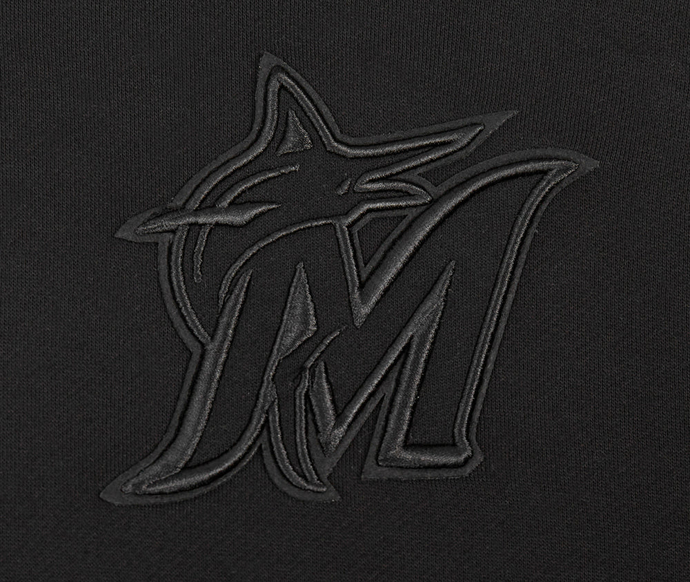 MLB MIAMI MARLINS NEUTRAL CHANDAIL À CAPUCHON EN MOLLETON À ÉPAULES TOMBANTES POUR HOMME (NOIR)