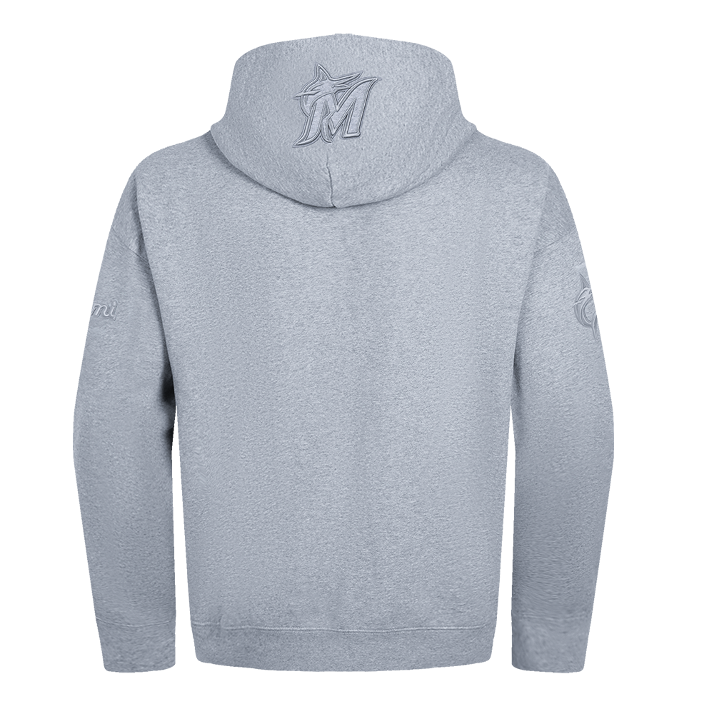 MLB MIAMI MARLINS NEUTRAL CHANDAIL À CAPUCHON EN MOLLETON À ÉPAULES TOMBANTES POUR HOMME (GRIS CHINÉ FONCÉ)