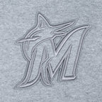 MLB MIAMI MARLINS NEUTRAL CHANDAIL À CAPUCHON EN MOLLETON À ÉPAULES TOMBANTES POUR HOMME (GRIS CHINÉ FONCÉ)