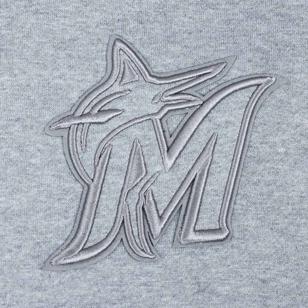 MLB MIAMI MARLINS NEUTRAL CHANDAIL À CAPUCHON EN MOLLETON À ÉPAULES TOMBANTES POUR HOMME (GRIS CHINÉ FONCÉ)