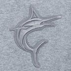 MLB MIAMI MARLINS NEUTRAL CHANDAIL À CAPUCHON EN MOLLETON À ÉPAULES TOMBANTES POUR HOMME (GRIS CHINÉ FONCÉ)