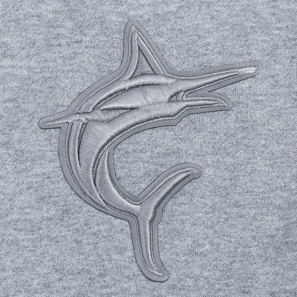 MLB MIAMI MARLINS NEUTRAL CHANDAIL À CAPUCHON EN MOLLETON À ÉPAULES TOMBANTES POUR HOMME (GRIS CHINÉ FONCÉ)