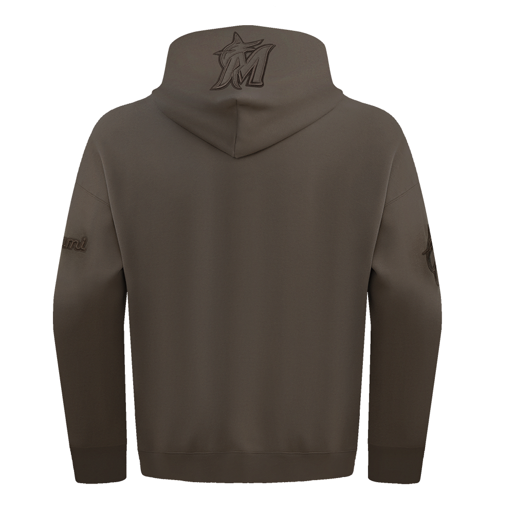 MLB MIAMI MARLINS NEUTRAL MEN'S  DROP SHOULDER FLC PO HOODIE (DARK TAUPE)