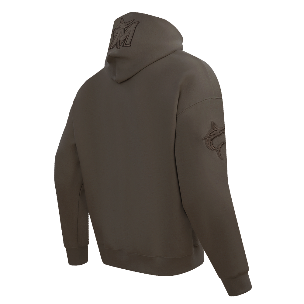 MLB MIAMI MARLINS NEUTRAL MEN'S  DROP SHOULDER FLC PO HOODIE (DARK TAUPE)