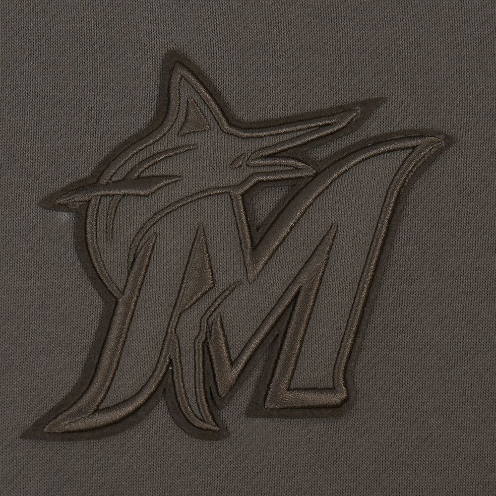 MLB MIAMI MARLINS NEUTRAL MEN'S  DROP SHOULDER FLC PO HOODIE (DARK TAUPE)