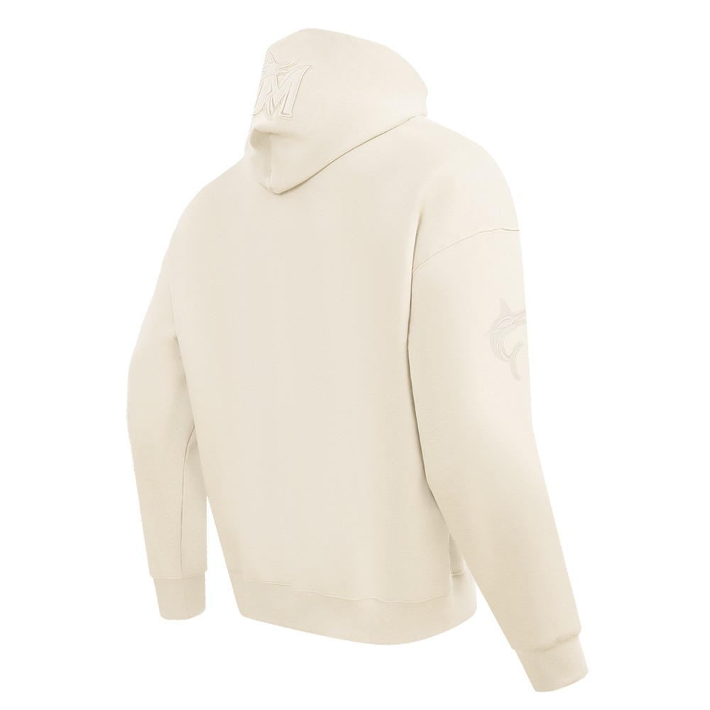 MLB MIAMI MARLINS NEUTRAL MEN'S  DROP SHOULDER FLC PO HOODIE (EGGSHELL)