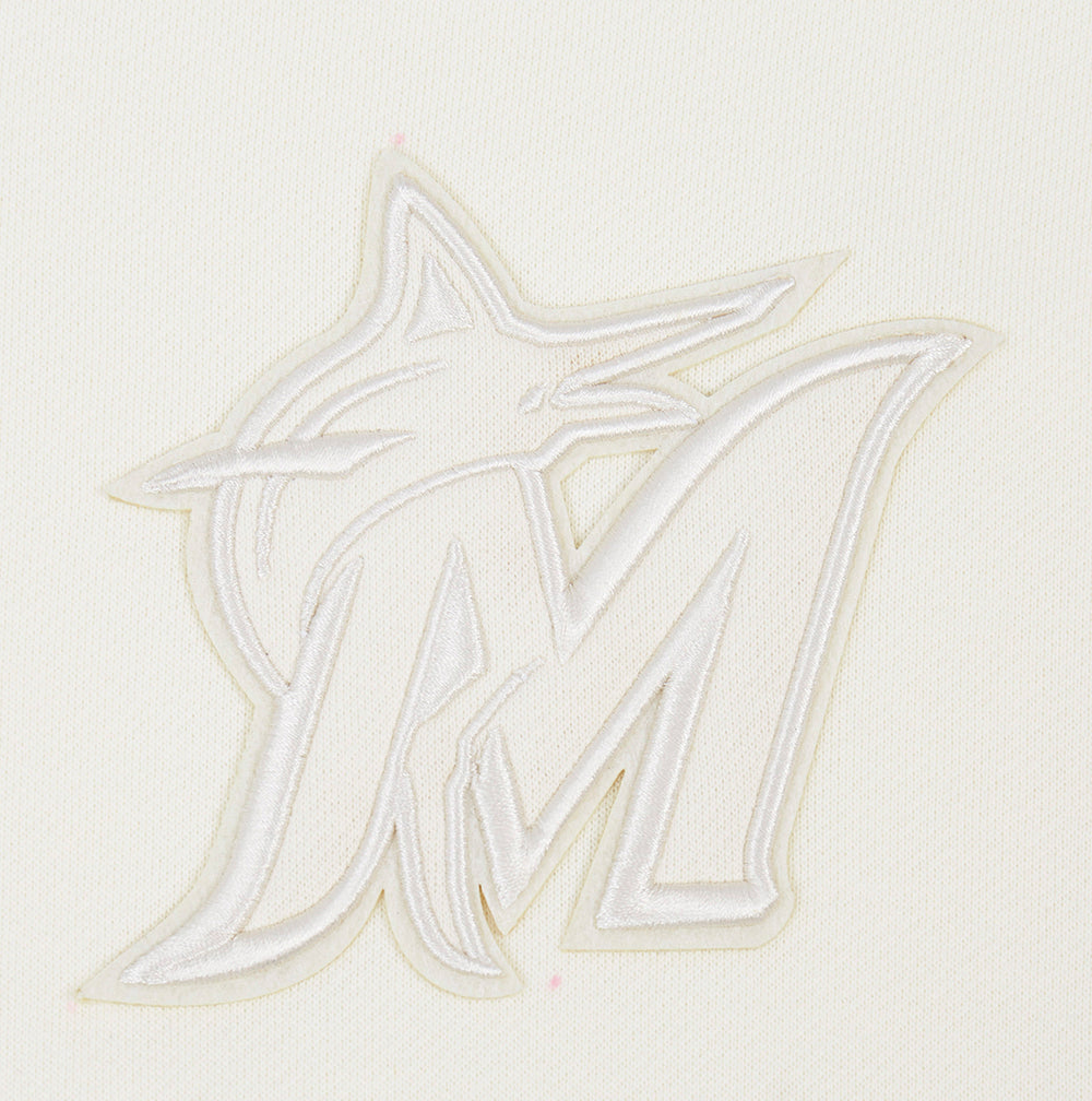 MLB MIAMI MARLINS NEUTRAL MEN'S  DROP SHOULDER FLC PO HOODIE (EGGSHELL)