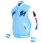 MLB MIAMI MARLINS SCRIPT TAIL MEN'S VARSITY JACKET (UNIVERSITY BLUE/WHITE)