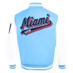 MLB MIAMI MARLINS SCRIPT TAIL MEN'S VARSITY JACKET (UNIVERSITY BLUE/WHITE)