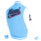MLB MIAMI MARLINS SCRIPT TAIL MEN'S VARSITY JACKET (UNIVERSITY BLUE/WHITE)