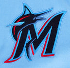MLB MIAMI MARLINS SCRIPT TAIL MEN'S VARSITY JACKET (UNIVERSITY BLUE/WHITE)