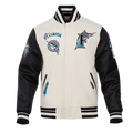 MLB FLORIDA MARLINS RETRO CLASSIC MEN'S RIB WOOL VARSITY JACKET (EGGSHELL/BLACK)