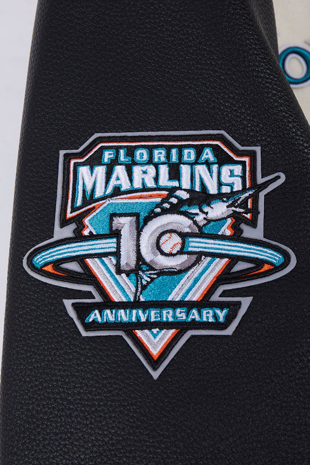 MLB FLORIDA MARLINS RETRO CLASSIC MEN'S RIB WOOL VARSITY JACKET (EGGSHELL/BLACK)