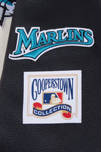 MLB FLORIDA MARLINS RETRO CLASSIC MEN'S RIB WOOL VARSITY JACKET (EGGSHELL/BLACK)