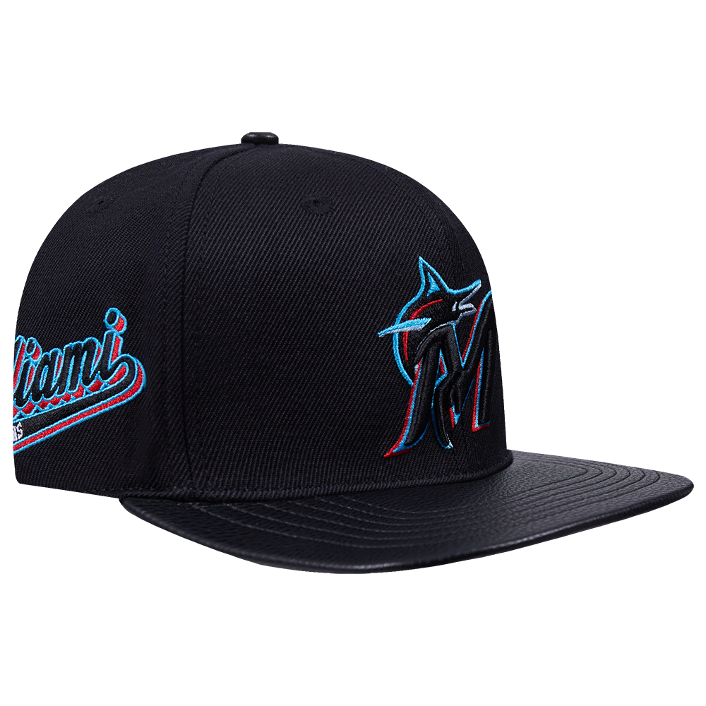 MLB MIAMI MARLINS SCRIPT TAIL WOOL STRAPBACK (BLACK)