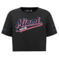 MLB MIAMI MARLINS SCRIPT TAIL HAUT EN JERSEY SIMPLE À COUPE CARRÉE POUR FEMME (NOIR)