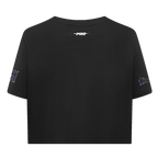 MLB MIAMI MARLINS SCRIPT TAIL HAUT EN JERSEY SIMPLE À COUPE CARRÉE POUR FEMME (NOIR)