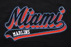 MLB MIAMI MARLINS SCRIPT TAIL HAUT EN JERSEY SIMPLE À COUPE CARRÉE POUR FEMME (NOIR)