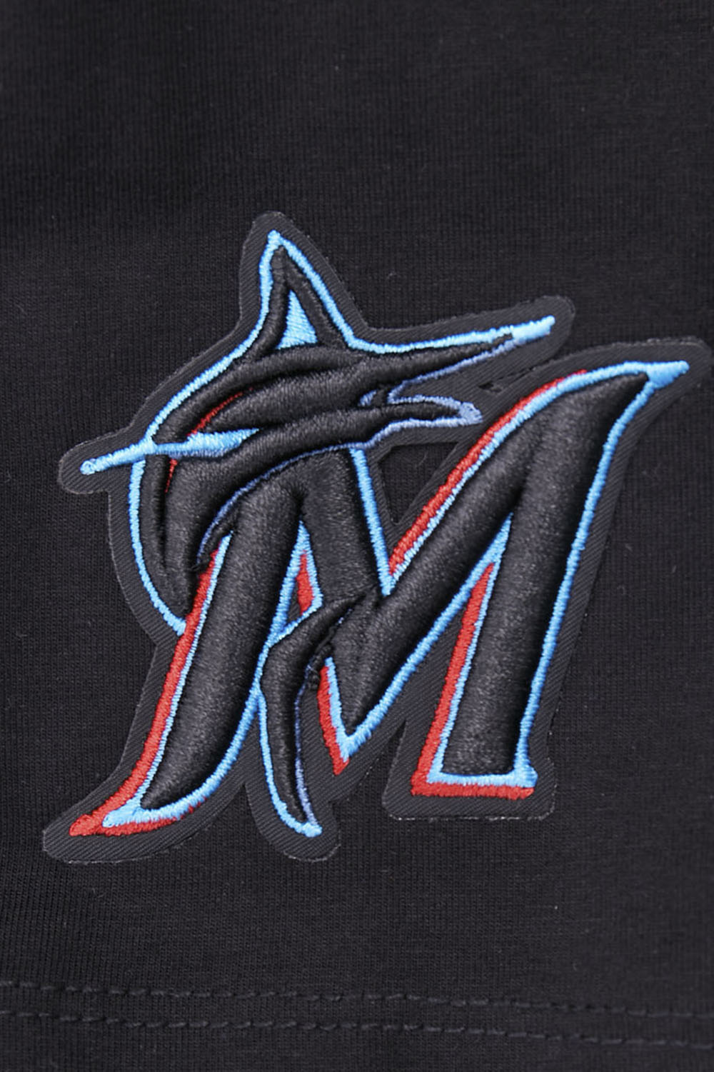 MLB MIAMI MARLINS SCRIPT TAIL HAUT EN JERSEY SIMPLE À COUPE CARRÉE POUR FEMME (NOIR)