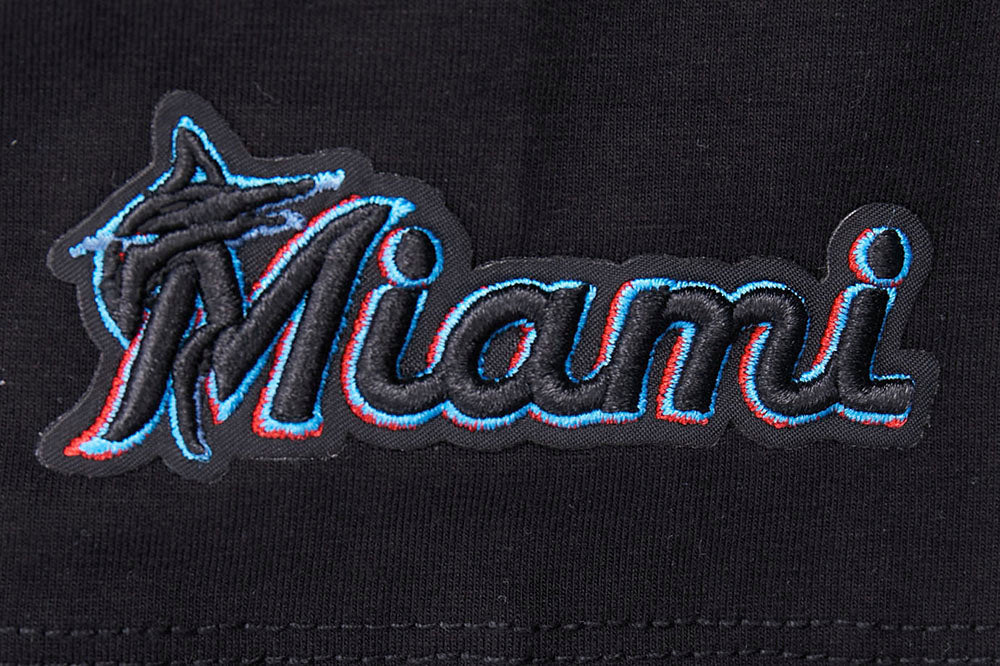 MLB MIAMI MARLINS SCRIPT TAIL HAUT EN JERSEY SIMPLE À COUPE CARRÉE POUR FEMME (NOIR)