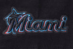 MLB MIAMI MARLINS SCRIPT TAIL HAUT EN JERSEY SIMPLE À COUPE CARRÉE POUR FEMME (NOIR)