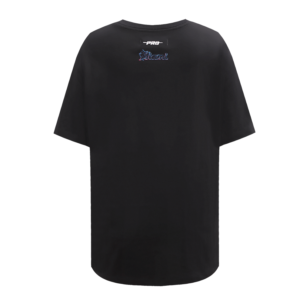 MLB MIAMI MARLINS SCRIPT TAIL HAUT DE COUPE BOYFRIEND POUR FEMME (NOIR)