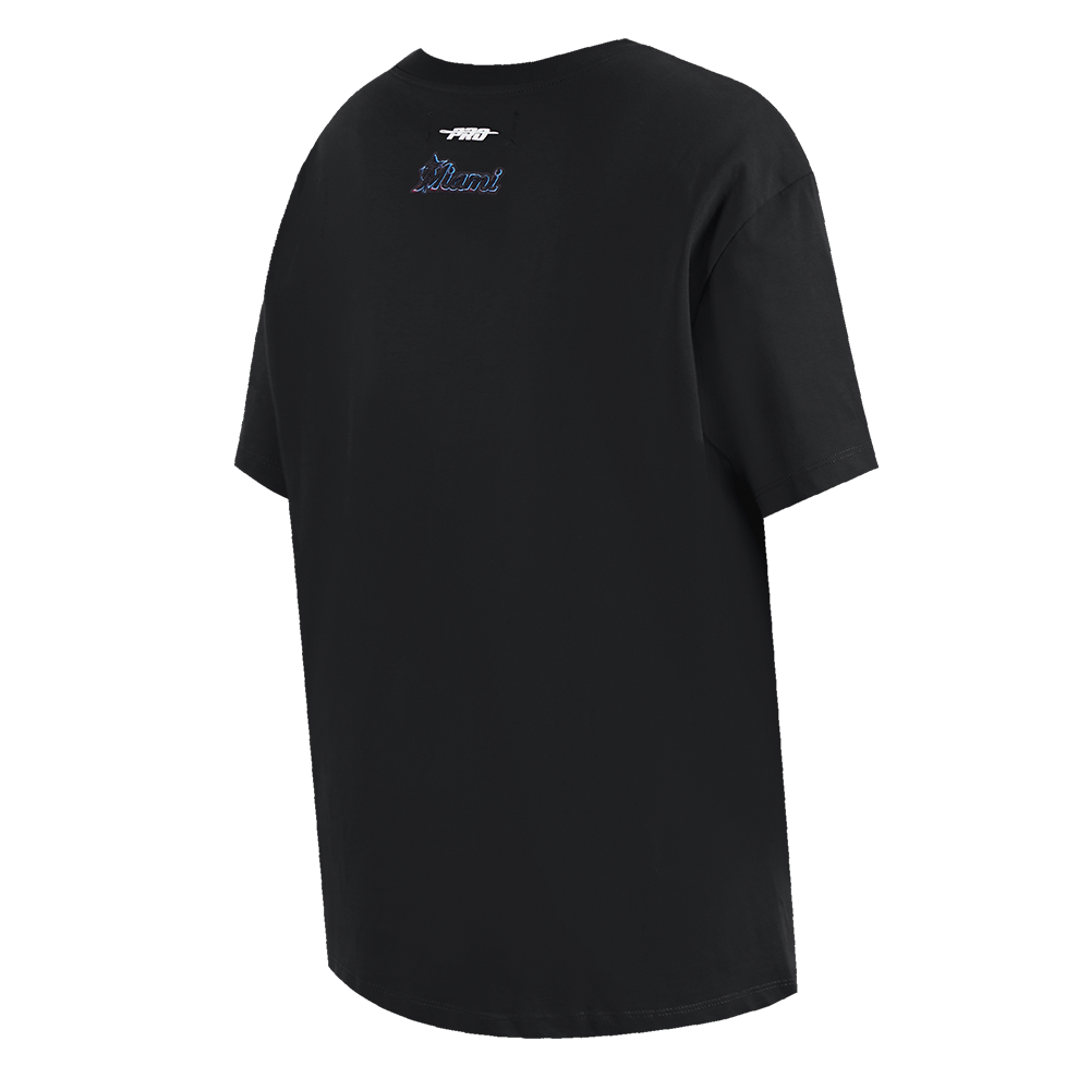 MLB MIAMI MARLINS SCRIPT TAIL HAUT DE COUPE BOYFRIEND POUR FEMME (NOIR)