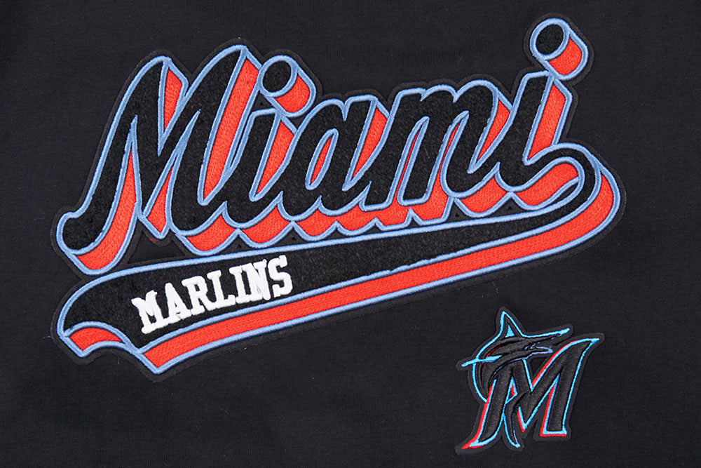 MLB MIAMI MARLINS SCRIPT TAIL HAUT DE COUPE BOYFRIEND POUR FEMME (NOIR)