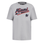 MLB MIAMI MARLINS SCRIPT TAIL HAUT DE COUPE BOYFRIEND POUR FEMME (GRIS CHINÉ)